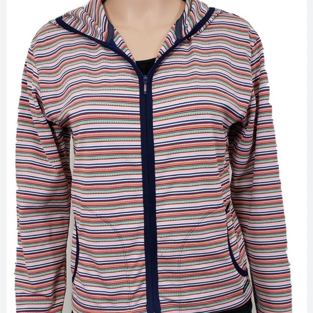 Athleta Red and Blue Striped Casual Jacket
